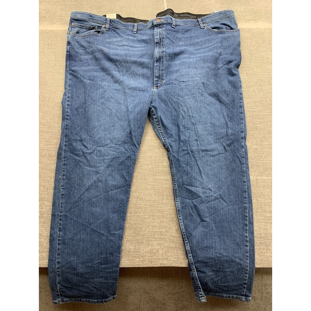 Wrangler Jeans Men 60x32 Blue Denim Cotton Regular Fit Comfort Flex Waist Casual